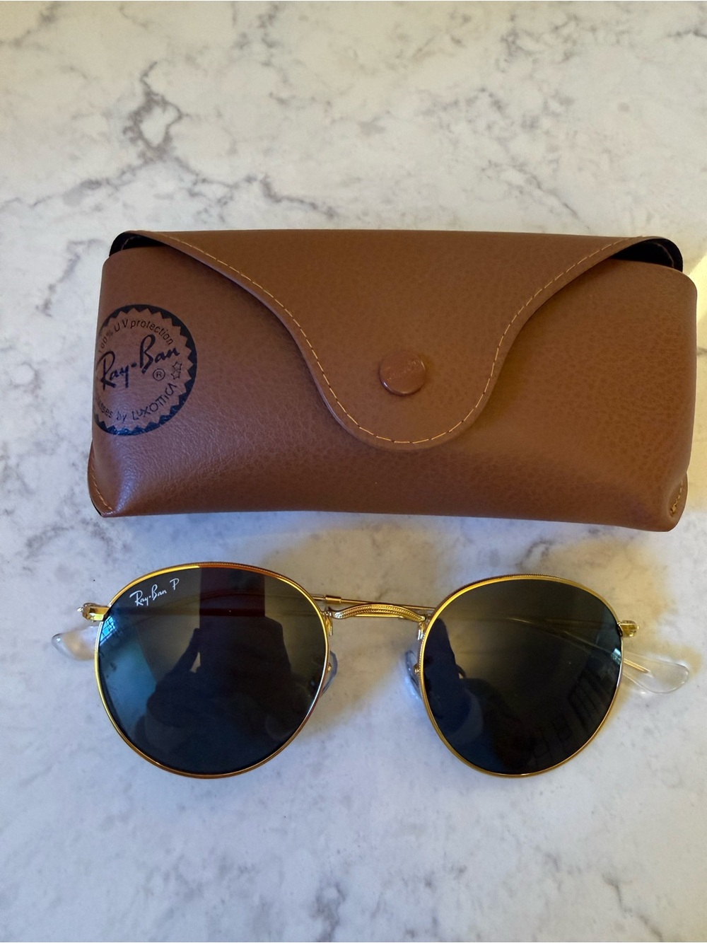 Ray-Ban Gold Frame Sunglasses with Polarized Lenses